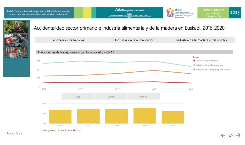 Nº Accidentes de trabajo nuevos con baja por Año y CNAE